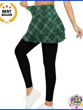 Tennis Skirted Leggings Golf Skort with Pockets and Full Length Leggings